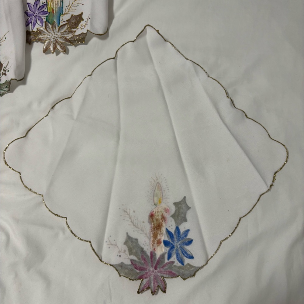 Hand Made Candle Design Table Linens - Picture 3 of 3